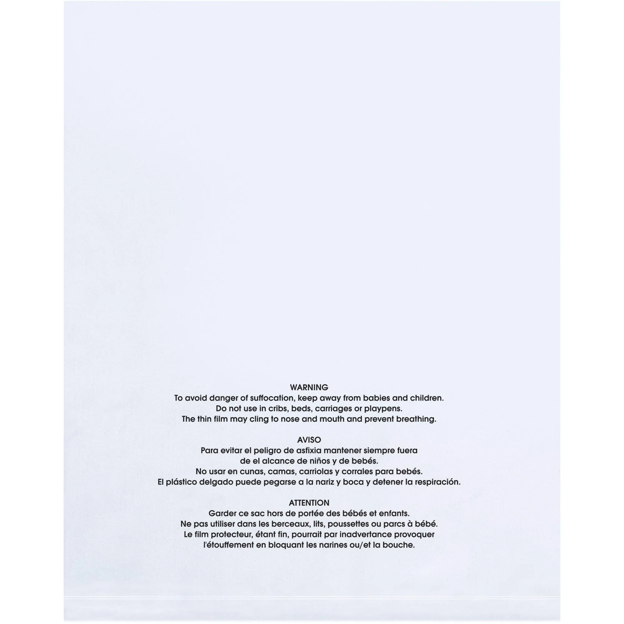 16 x 16" - 2 Mil (100 Pack) Flat Suffocation Warning Poly Bags