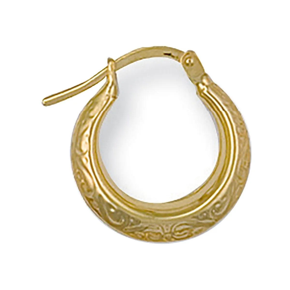 9ct Yellow Gold 14mm Patterned Hoop Earrings
