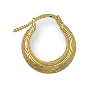 9ct Yellow Gold 14mm Patterned Hoop Earrings