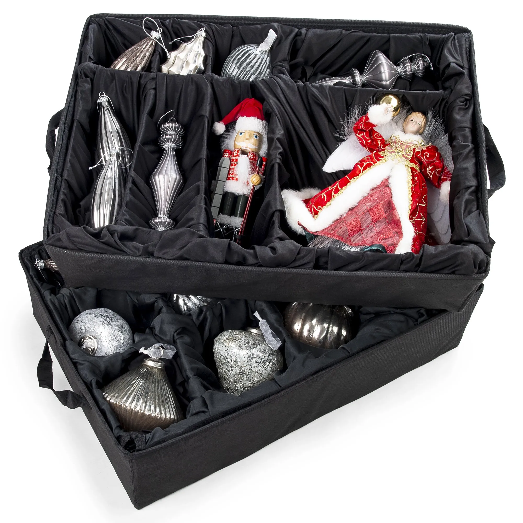 Adjustable Ornament Storage Box with Trays – Holds 48 Ornaments