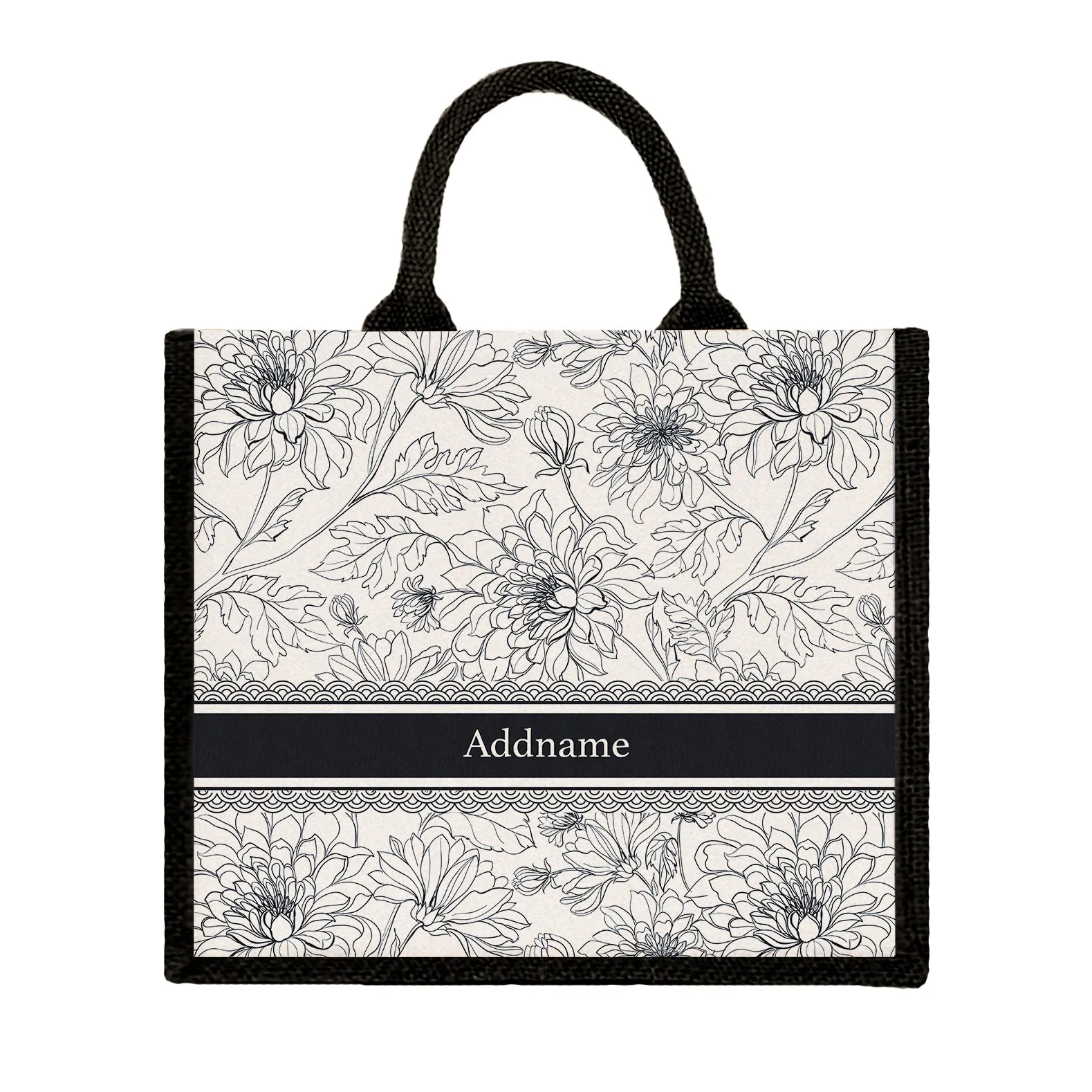 Artline Series Large Jute Tote Bag [FREE Custom Add Name]