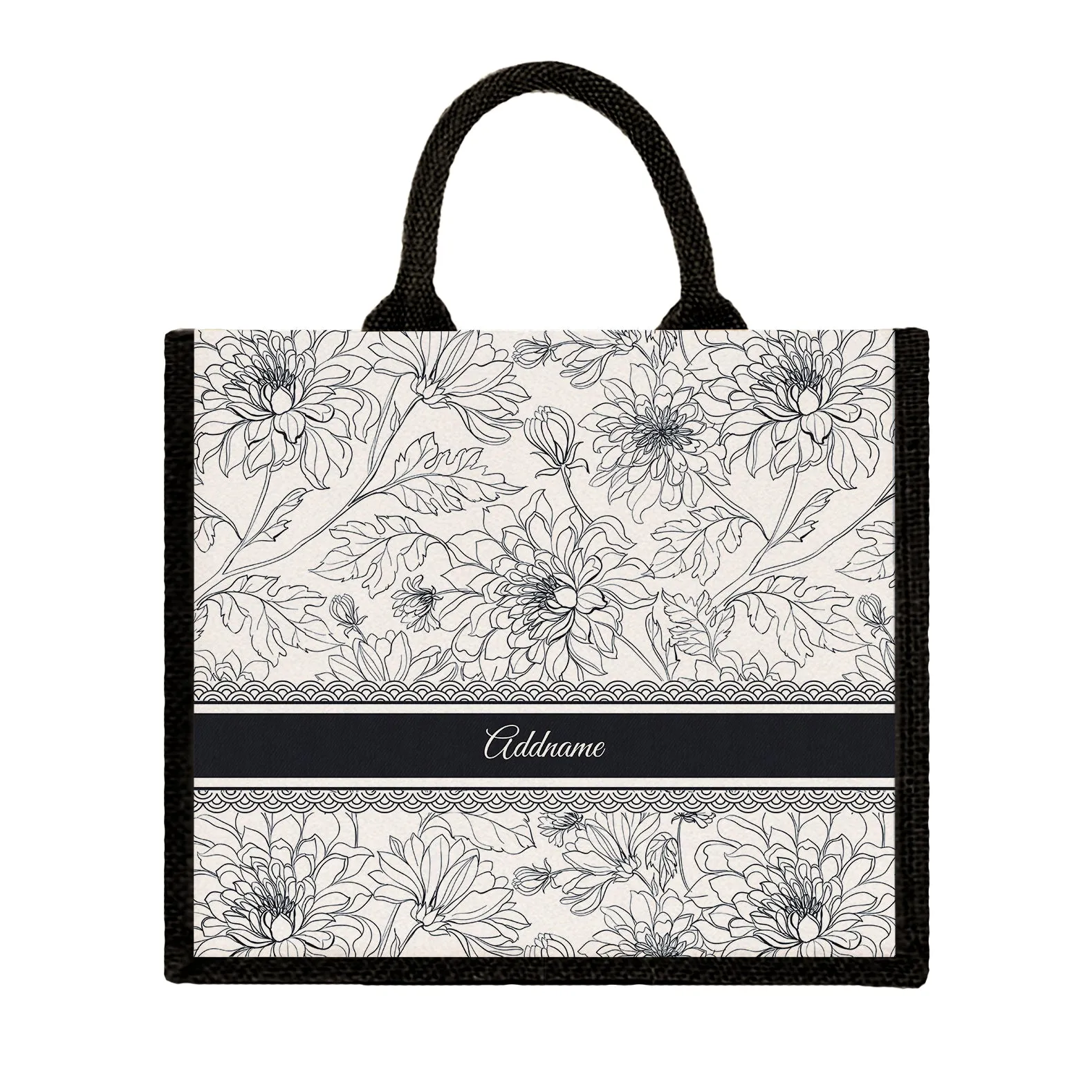 Artline Series Large Jute Tote Bag [FREE Custom Add Name]