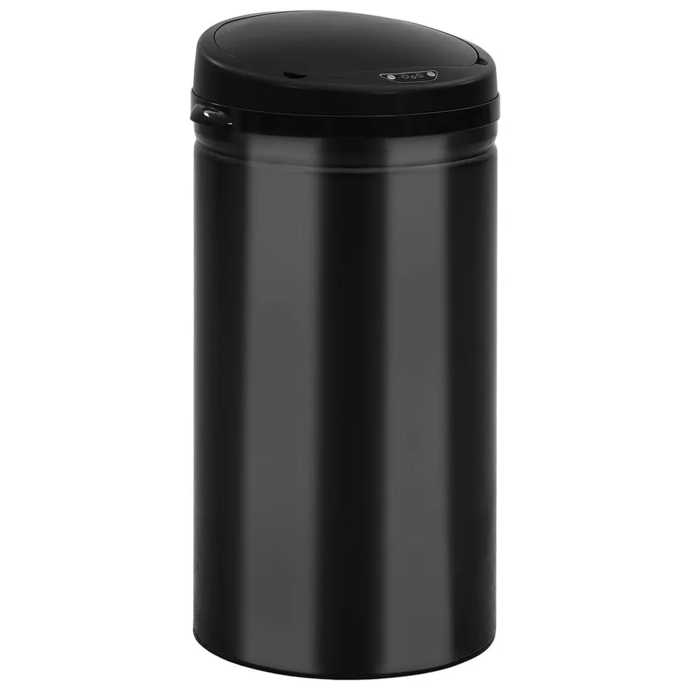 Automatic Lid Trash Can 50L Black Carbon Steel