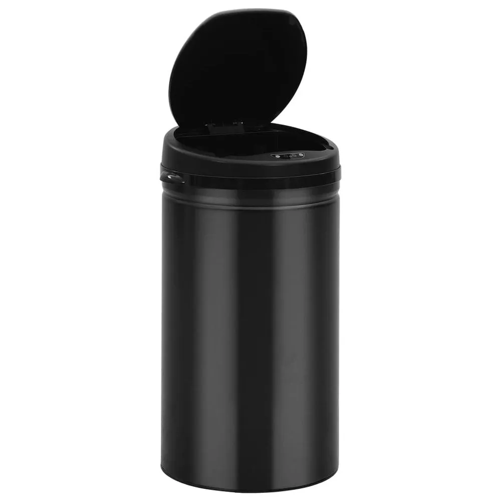 Automatic Lid Trash Can 50L Black Carbon Steel