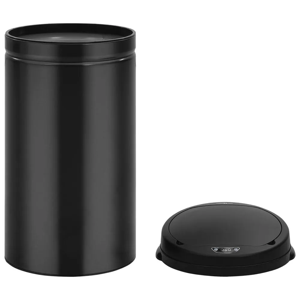 Automatic Lid Trash Can 50L Black Carbon Steel