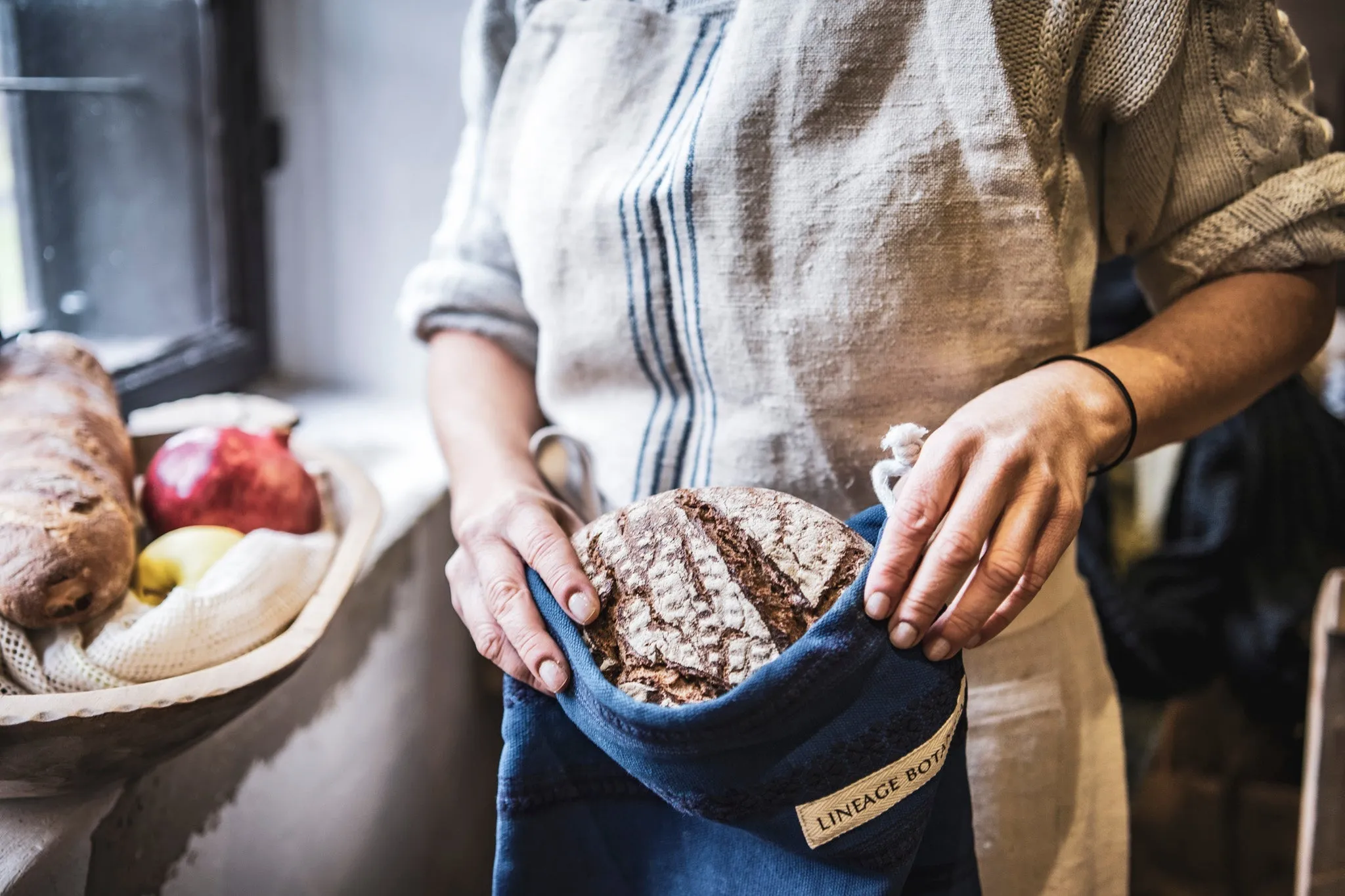 Bag: Handwoven antique and vintage hemp bread bags- BG225