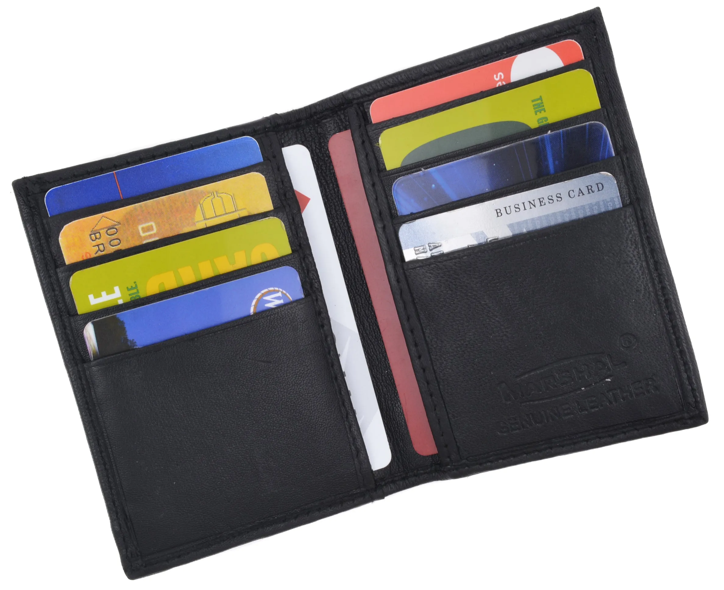Bifold Lamb Leather Credit Card Holder Wallet with Outside ID Window & Zippered Pocket 76