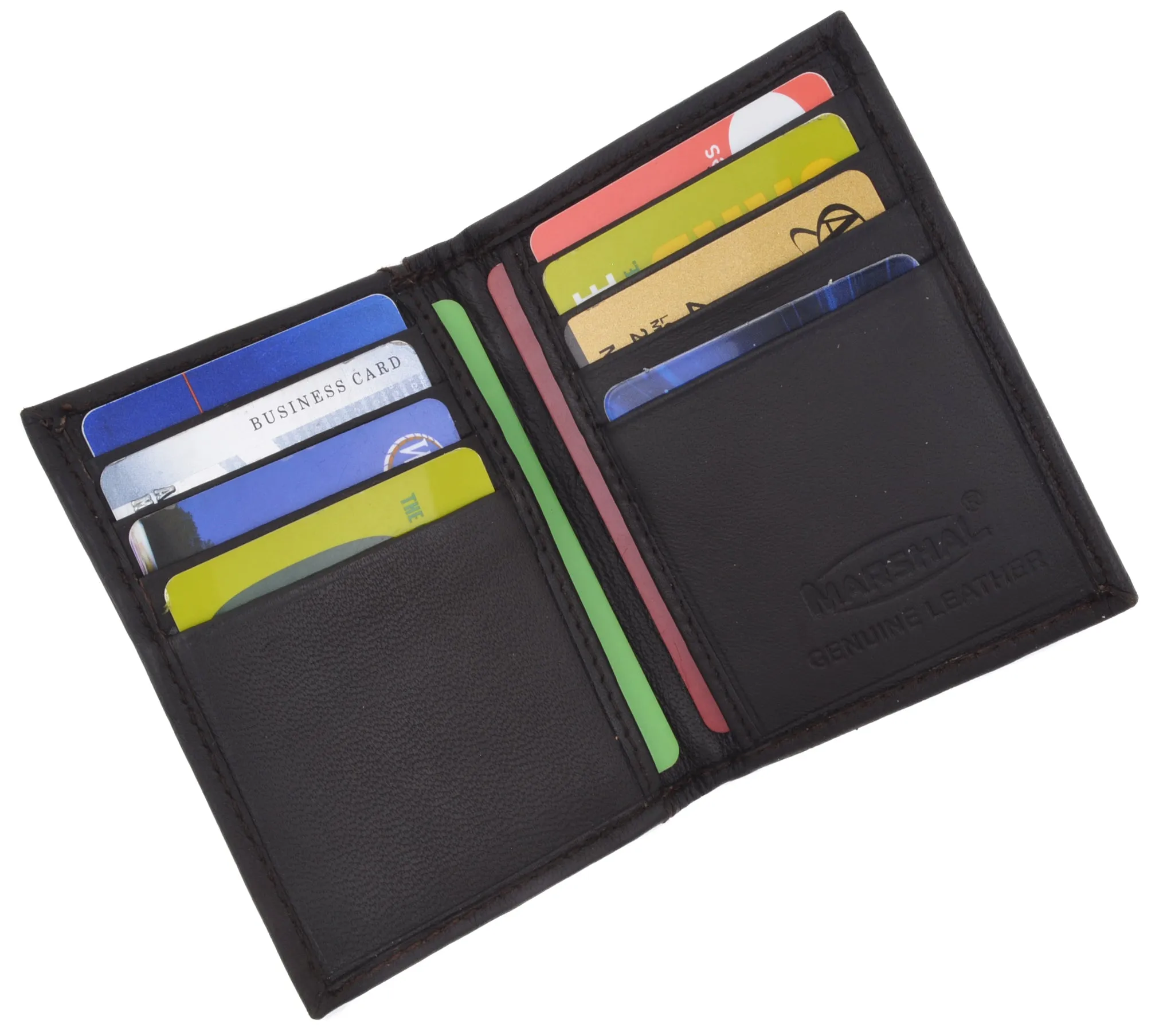Bifold Lamb Leather Credit Card Holder Wallet with Outside ID Window & Zippered Pocket 76