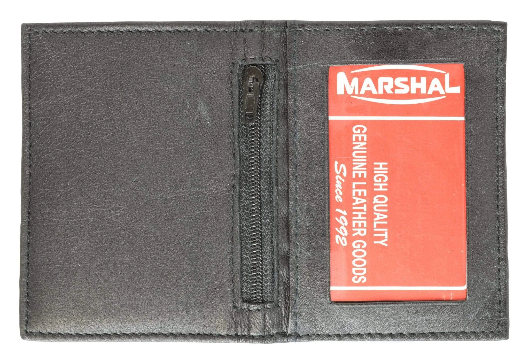Bifold Lamb Leather Credit Card Holder Wallet with Outside ID Window & Zippered Pocket 76