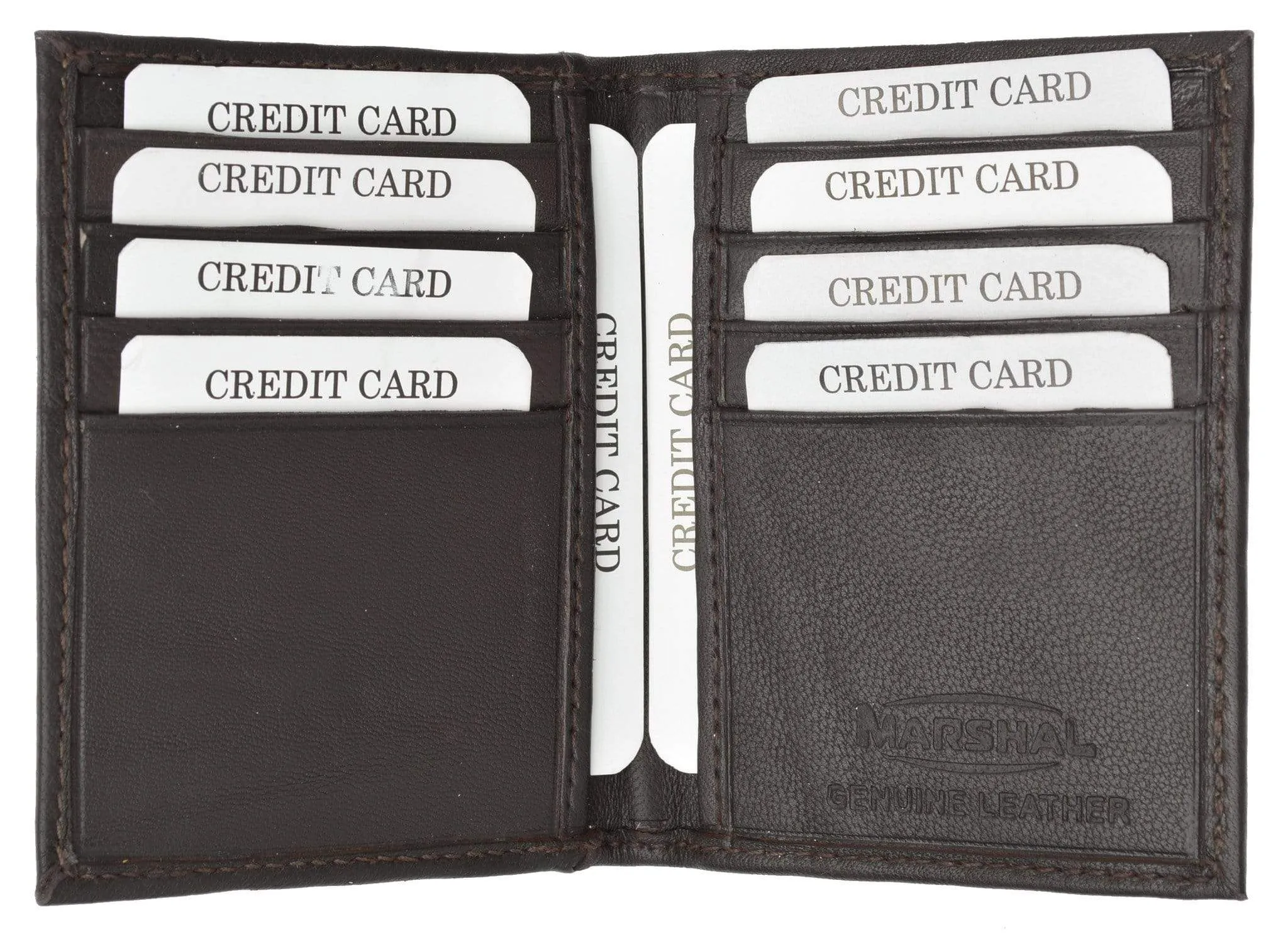 Bifold Lamb Leather Credit Card Holder Wallet with Outside ID Window & Zippered Pocket 76