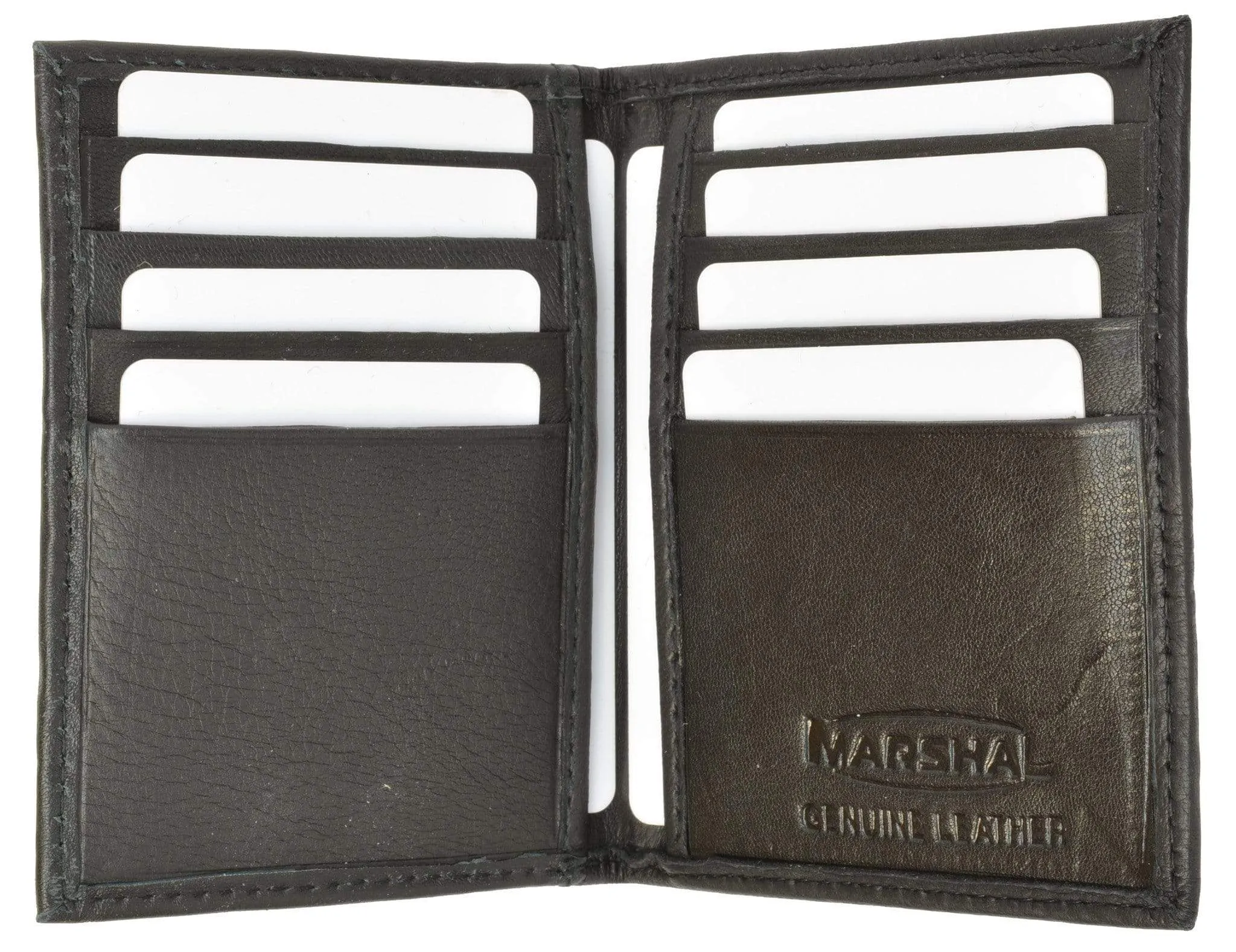 Bifold Lamb Leather Credit Card Holder Wallet with Outside ID Window & Zippered Pocket 76