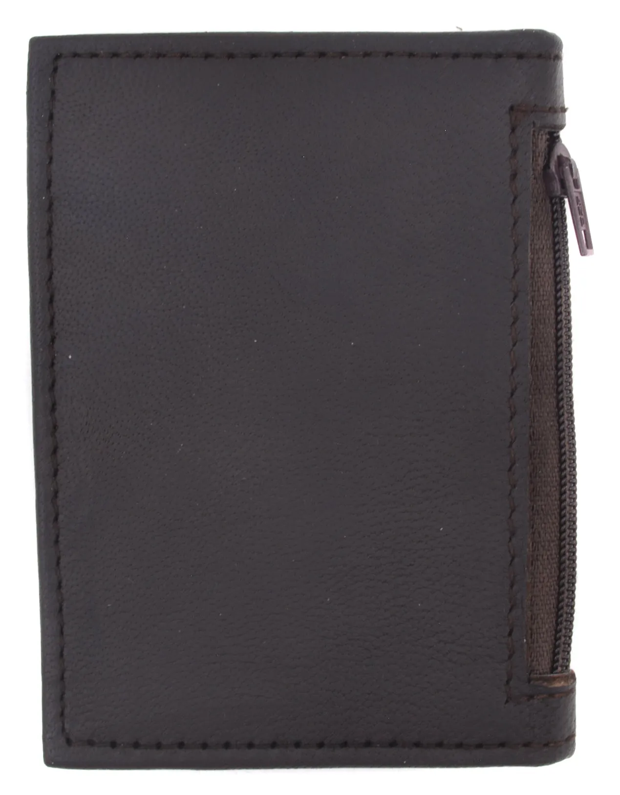 Bifold Lamb Leather Credit Card Holder Wallet with Outside ID Window & Zippered Pocket 76