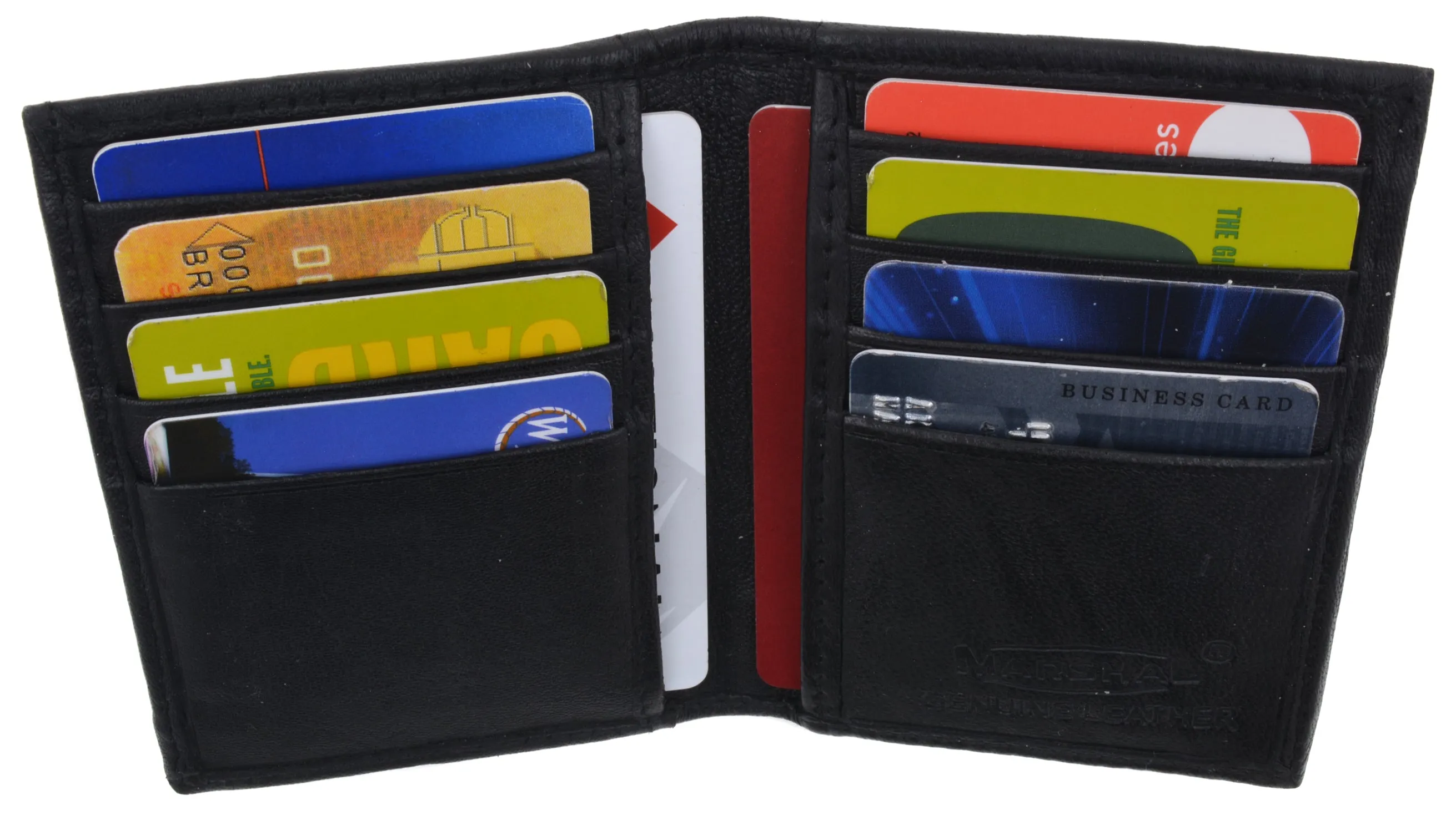 Bifold Lamb Leather Credit Card Holder Wallet with Outside ID Window & Zippered Pocket 76