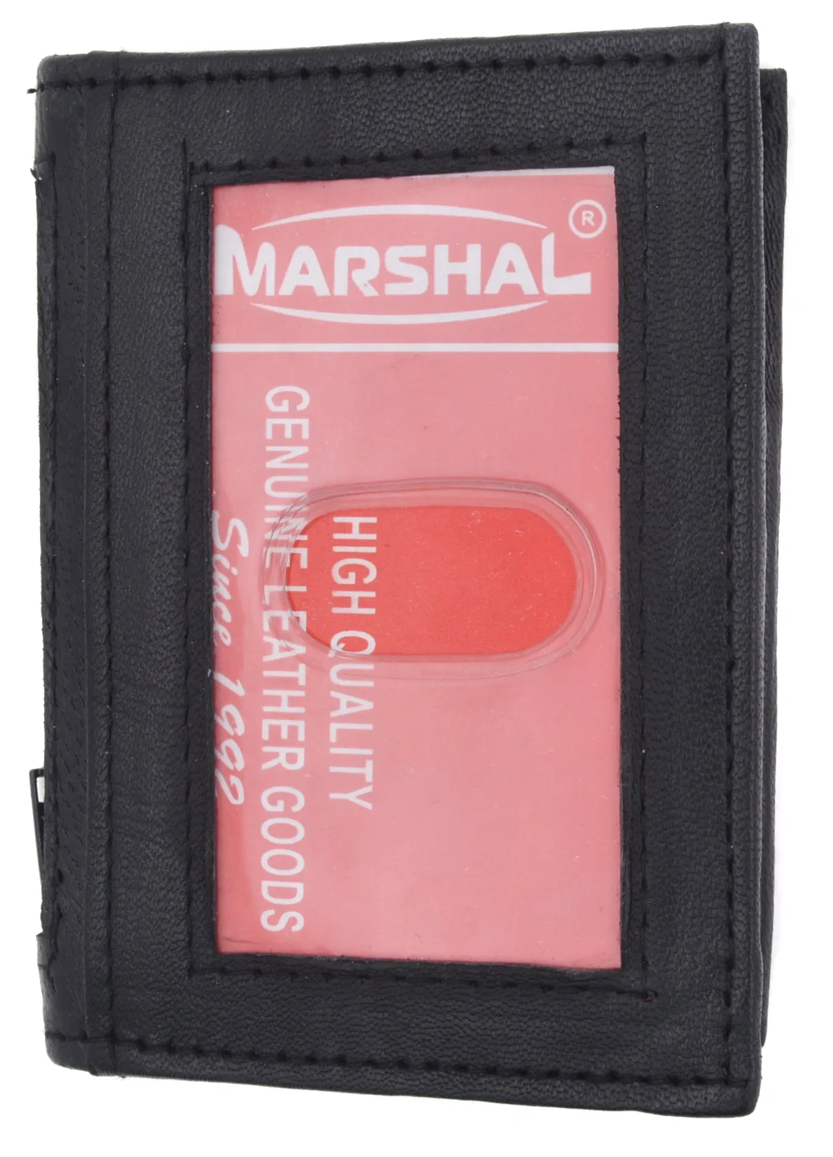 Bifold Lamb Leather Credit Card Holder Wallet with Outside ID Window & Zippered Pocket 76