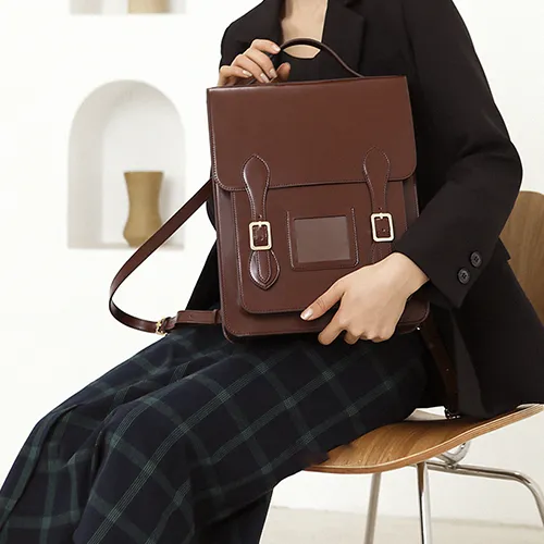 Black Classic Women Vertical Satchel Backpack Bag