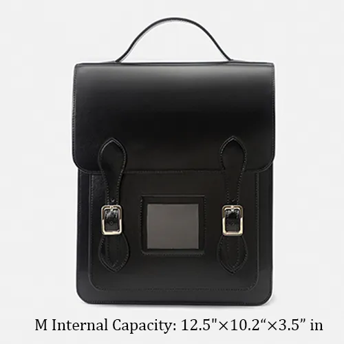 Black Classic Women Vertical Satchel Backpack Bag
