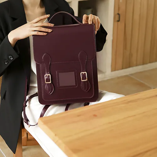 Black Classic Women Vertical Satchel Backpack Bag