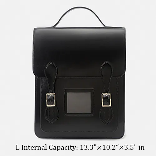 Black Classic Women Vertical Satchel Backpack Bag