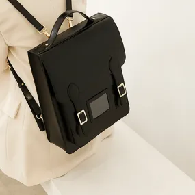 Black Classic Women Vertical Satchel Backpack Bag