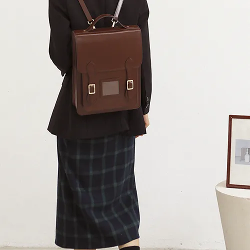 Black Classic Women Vertical Satchel Backpack Bag