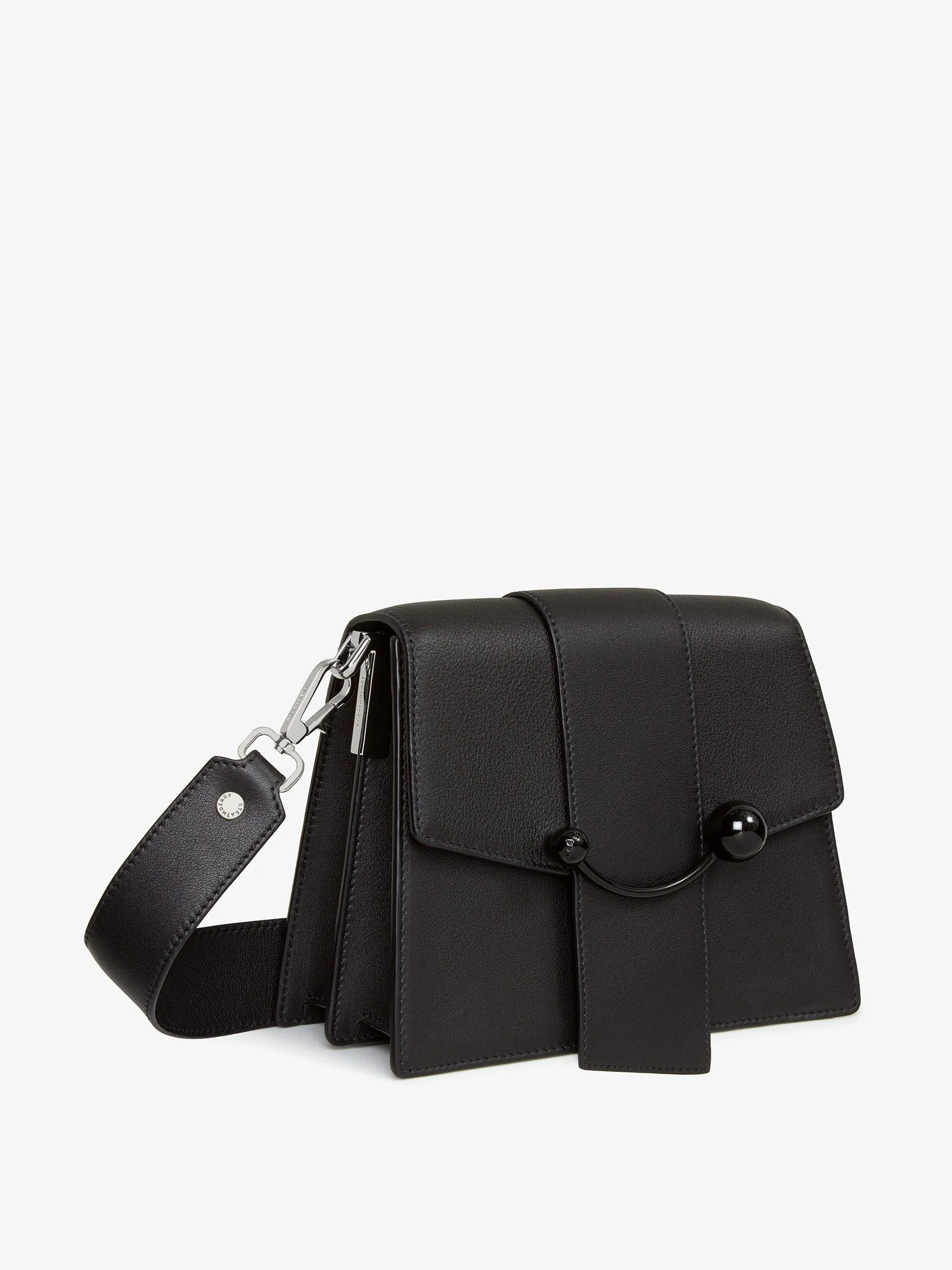 Black coated bar with silver hardware Box crescent bag