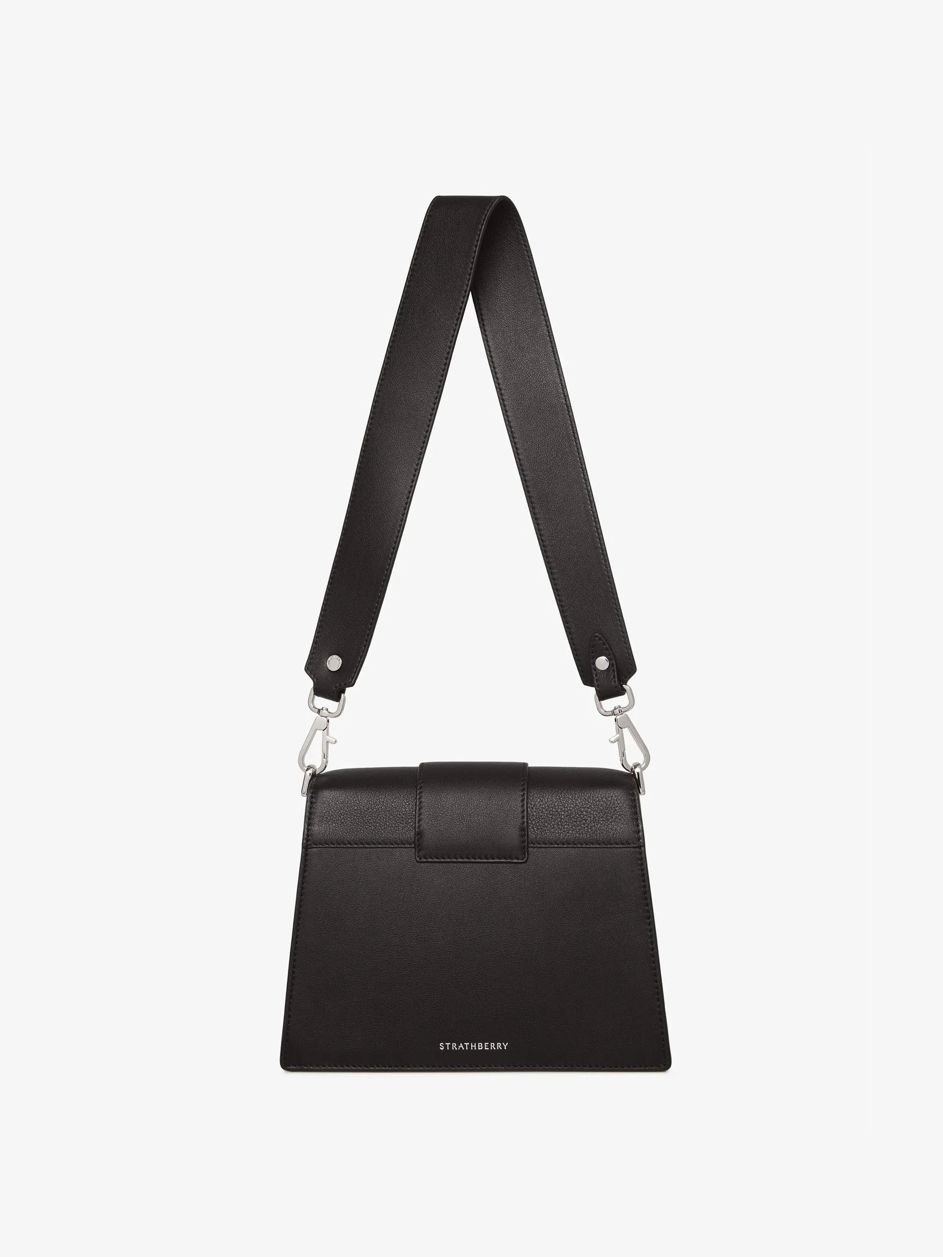 Black coated bar with silver hardware Box crescent bag