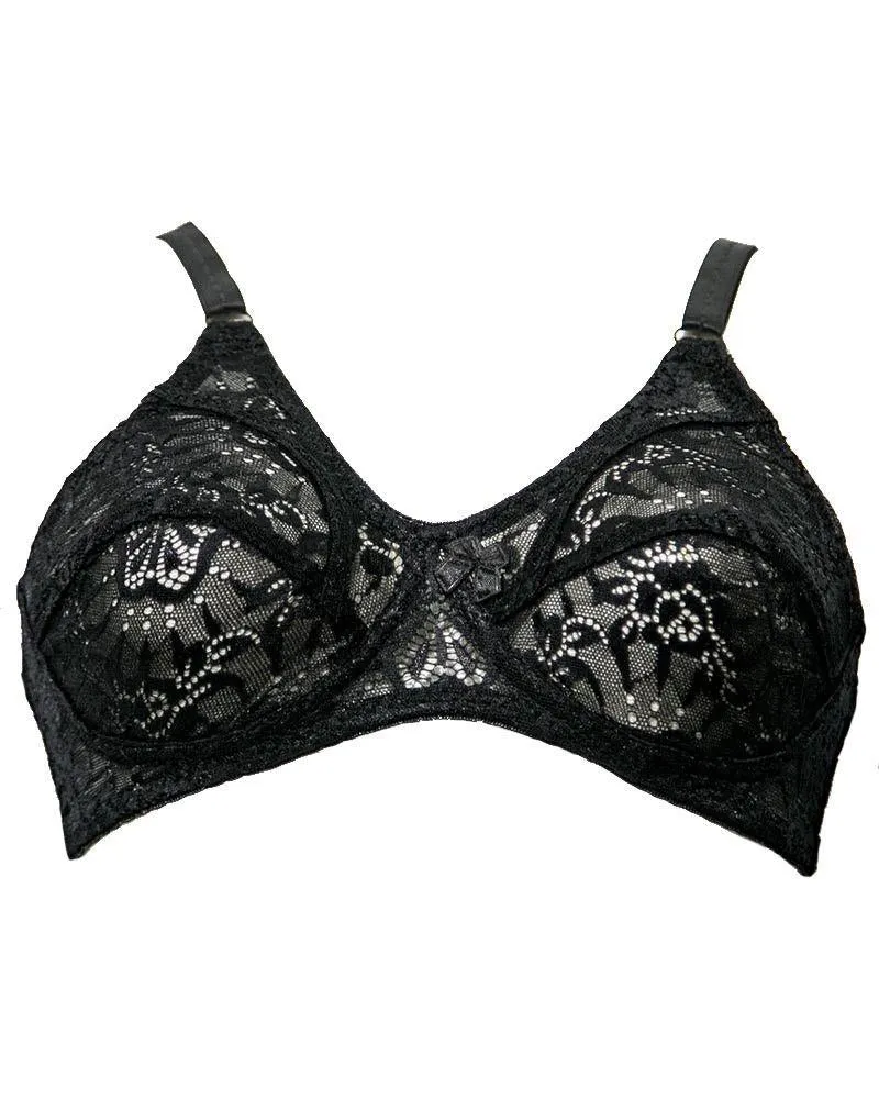 Black Net Comfort Bra - Non Padded,Non Wired Bra - D.F Dream