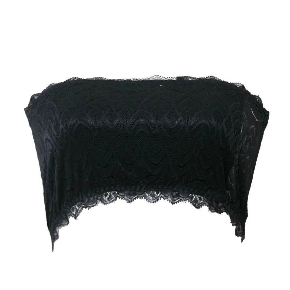 Black Sexy Lace Tube Top Bandeau Crop Stretch Strapless Bra