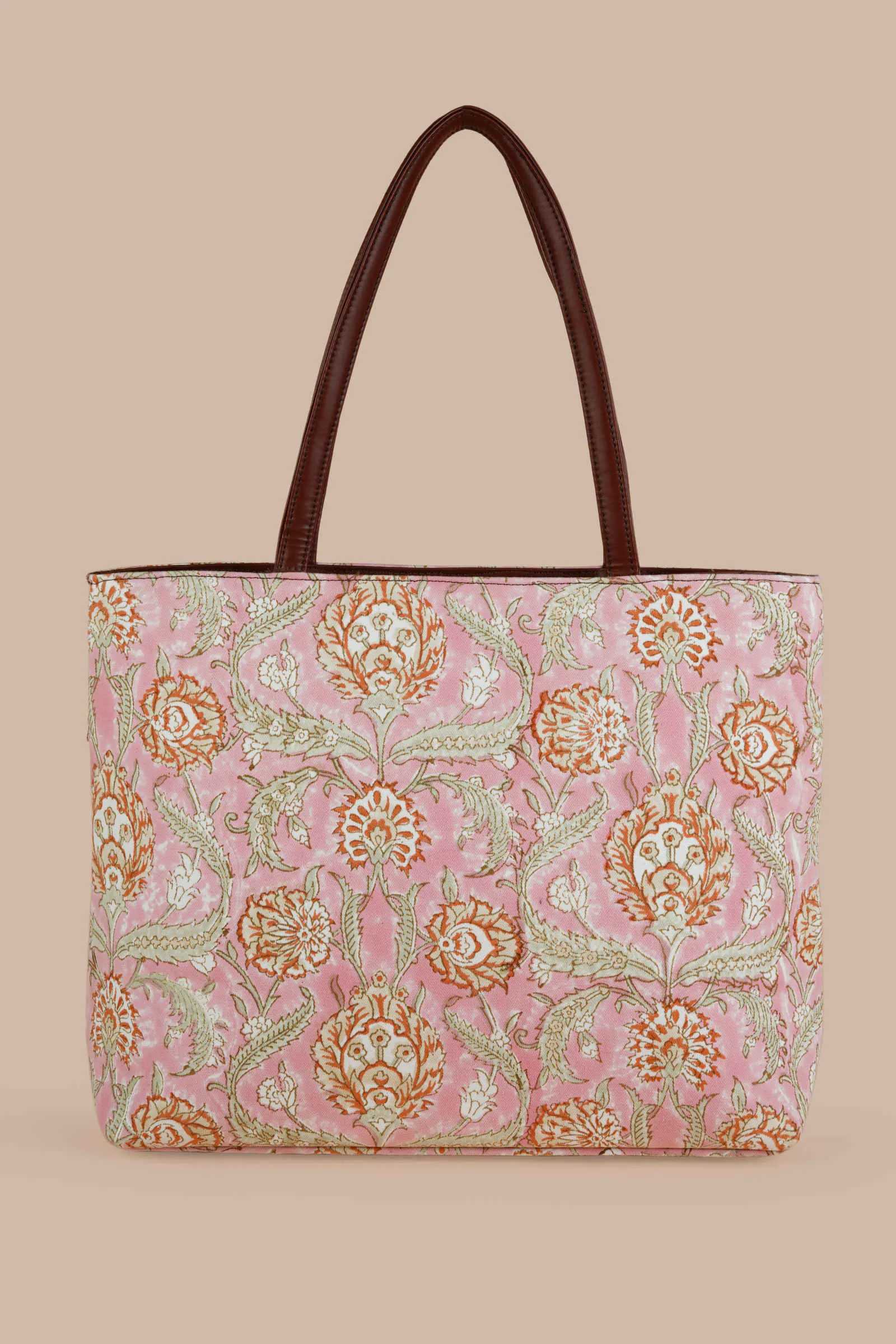 Blush Paradise Hand Block Printed Pink Classic Tote Bag
