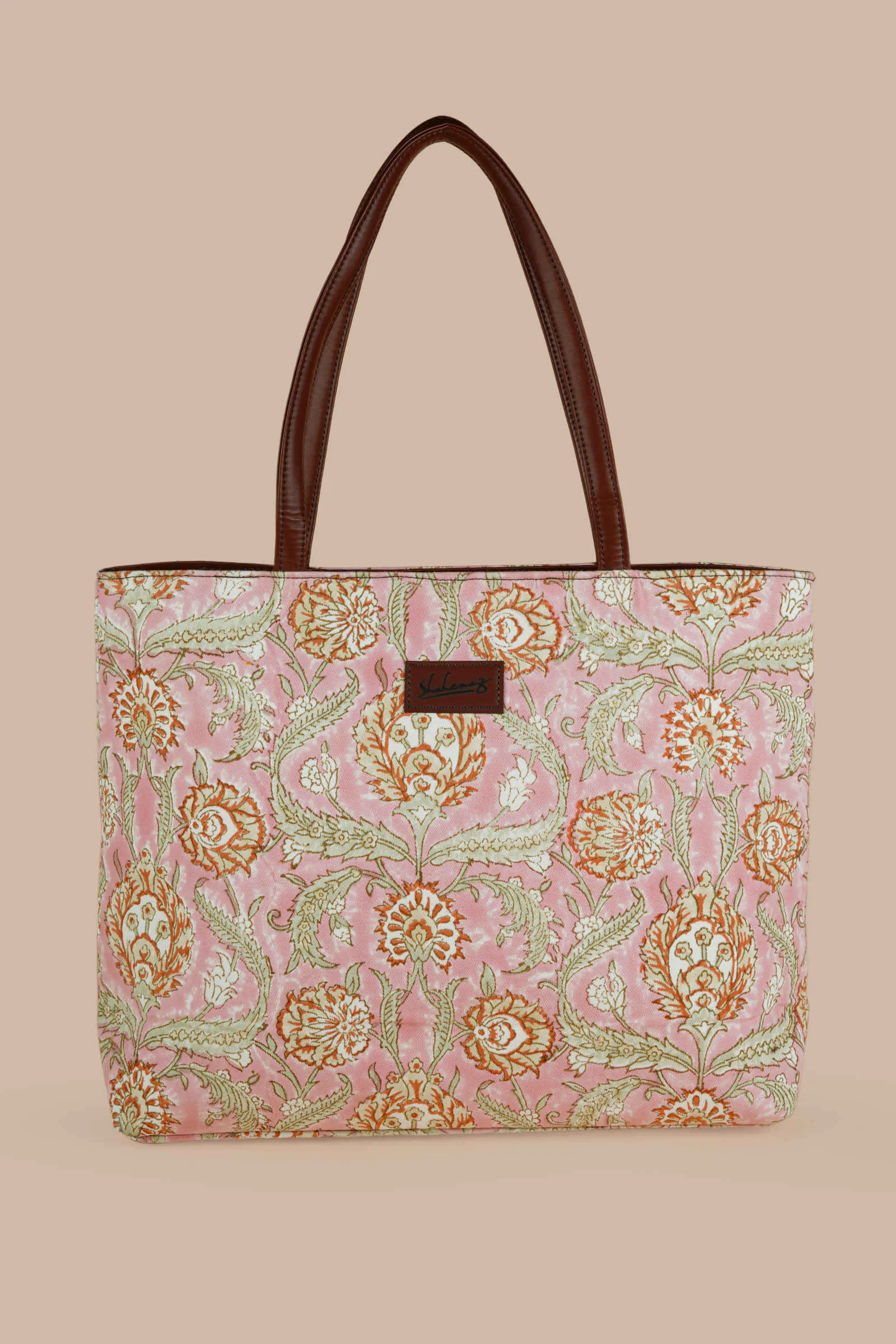 Blush Paradise Hand Block Printed Pink Classic Tote Bag