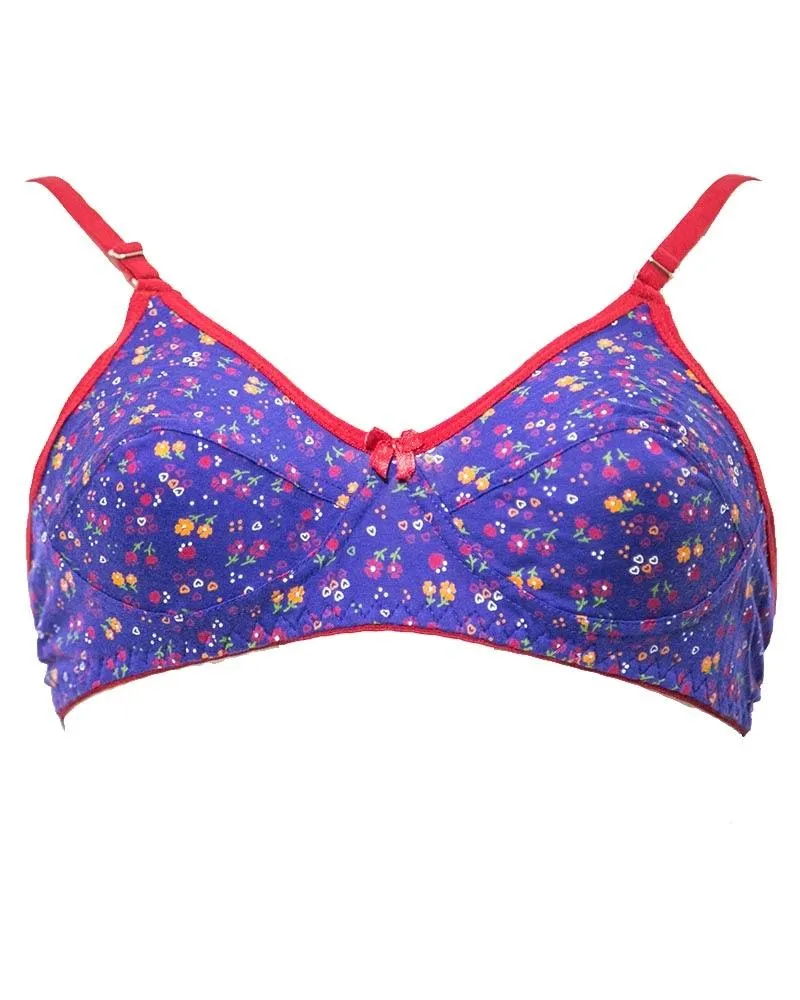 Branded Printed BBG-2004 Comfortable - Non Padded , Non Wired Bra Blue - Blue Bell Girl