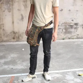Canvas Black Mens DropLeg Bag Green Belt Pouch Waist Bag Hip Bag Small Side Bag For Men