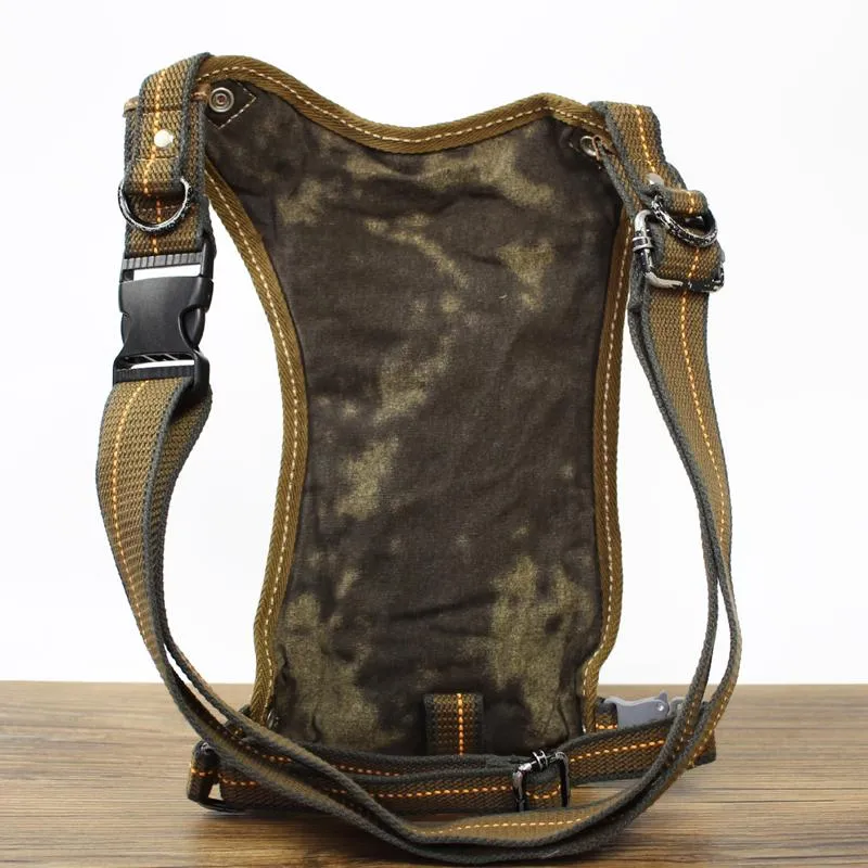 Canvas Black Mens DropLeg Bag Green Belt Pouch Waist Bag Hip Bag Small Side Bag For Men