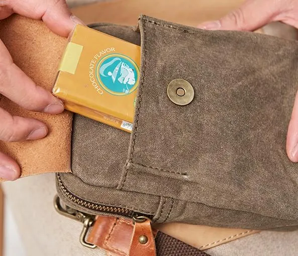 Canvas Leather Mens Belt Pouch Waist Bag Small Side Bag for Men