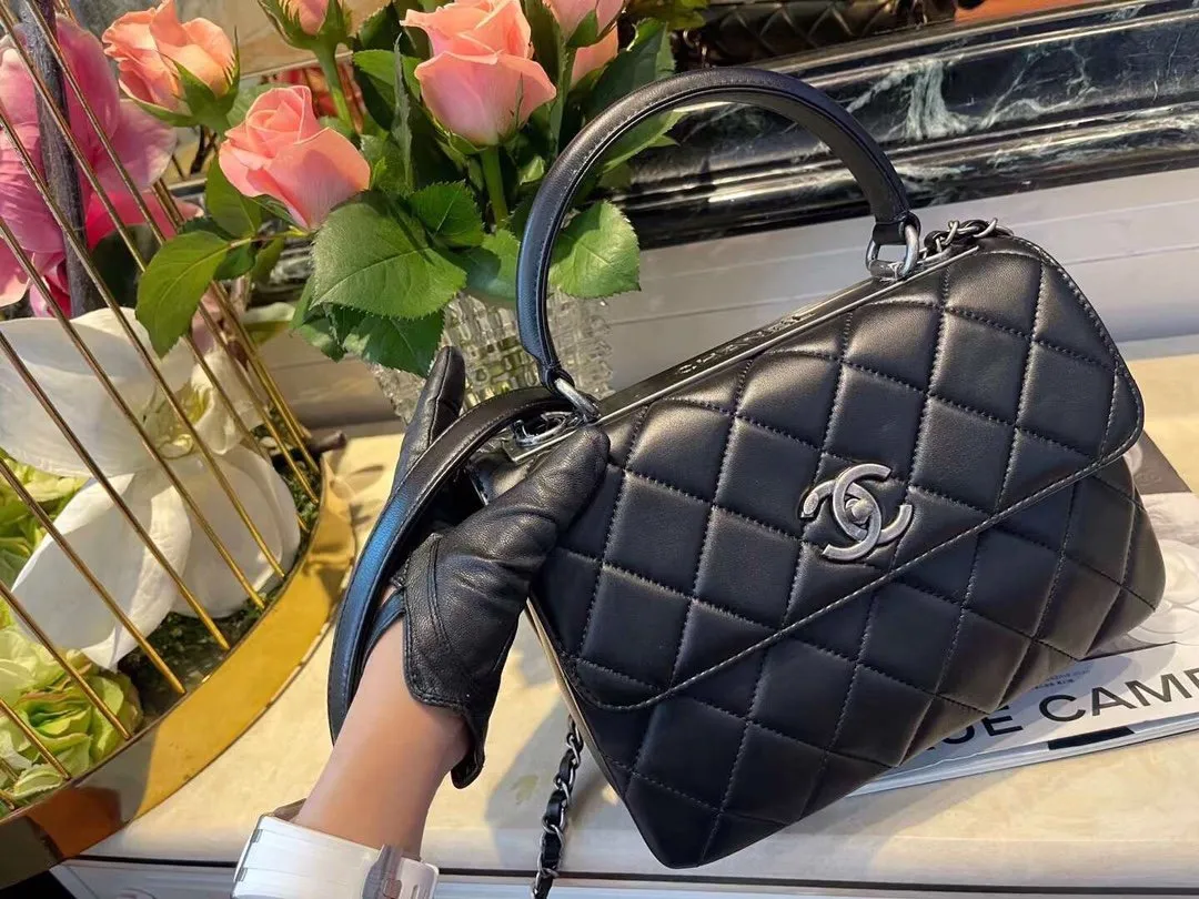 CHL Classic Flap Bag Medal Hardware Black For Women 9.8in/25cm