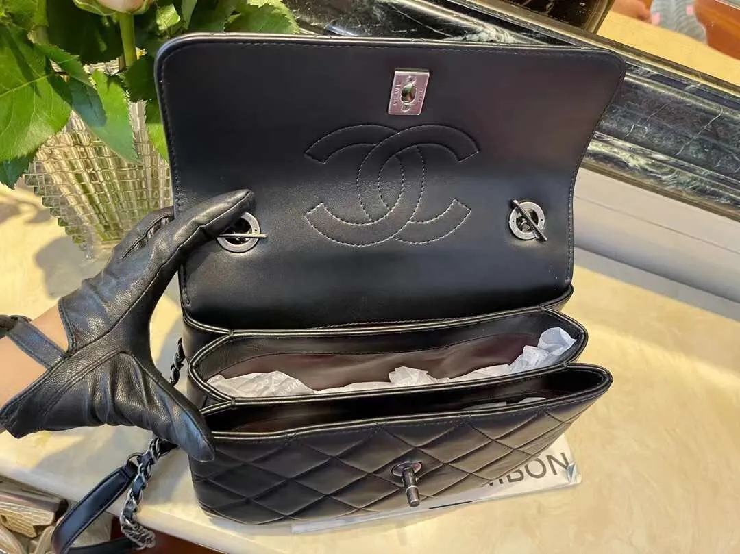 CHL Classic Flap Bag Medal Hardware Black For Women 9.8in/25cm