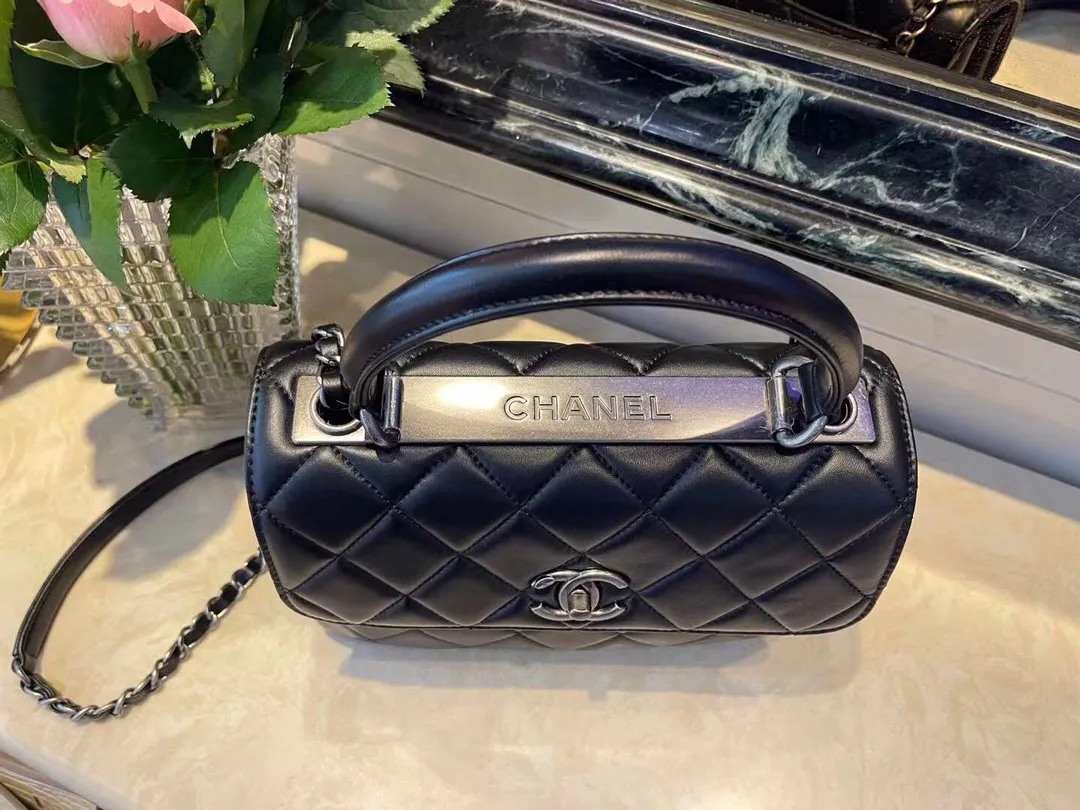 CHL Classic Flap Bag Medal Hardware Black For Women 9.8in/25cm