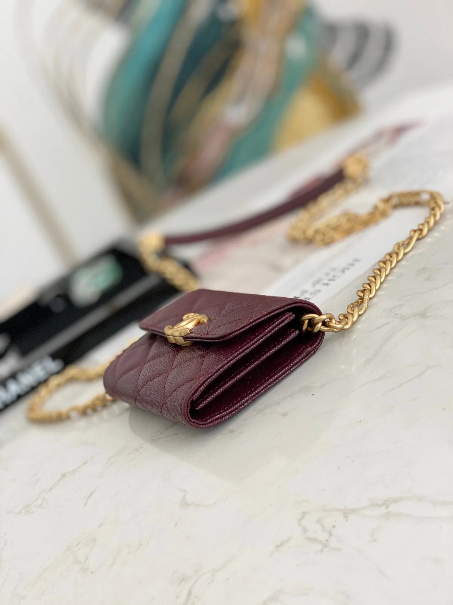 CHLMini Flap Bag Gold Toned Hardware Red For Women 4.7in/12cm