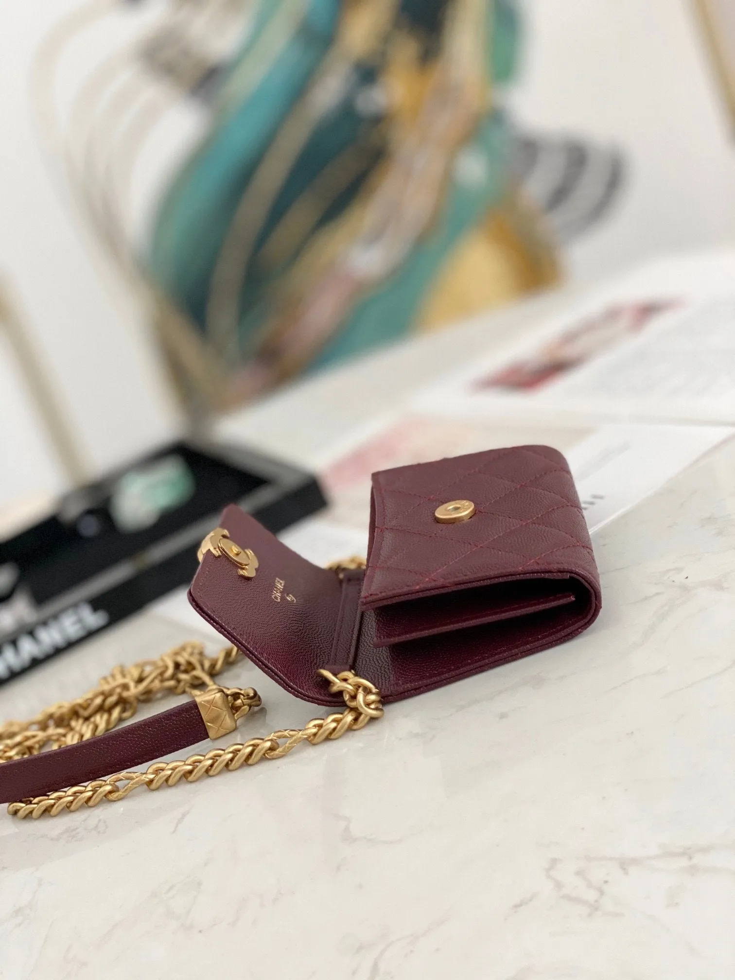 CHLMini Flap Bag Gold Toned Hardware Red For Women 4.7in/12cm