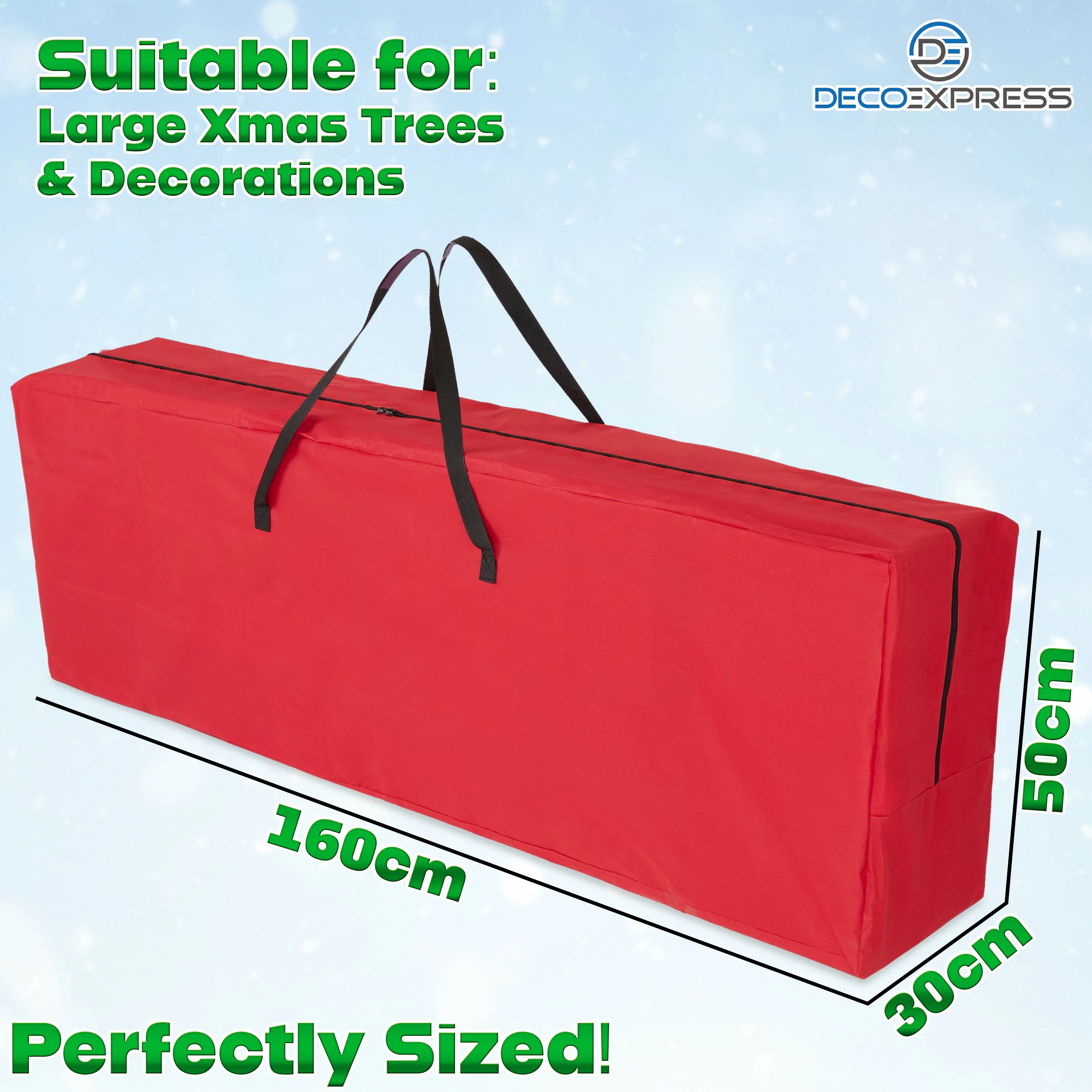 Christmas Tree Storage Bag - Zipped Christmas Storage Tree Bag - Red 160 cm