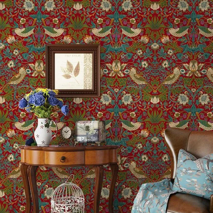 Classic Flower Birds PVC Wallpaper (5.3 ㎡)