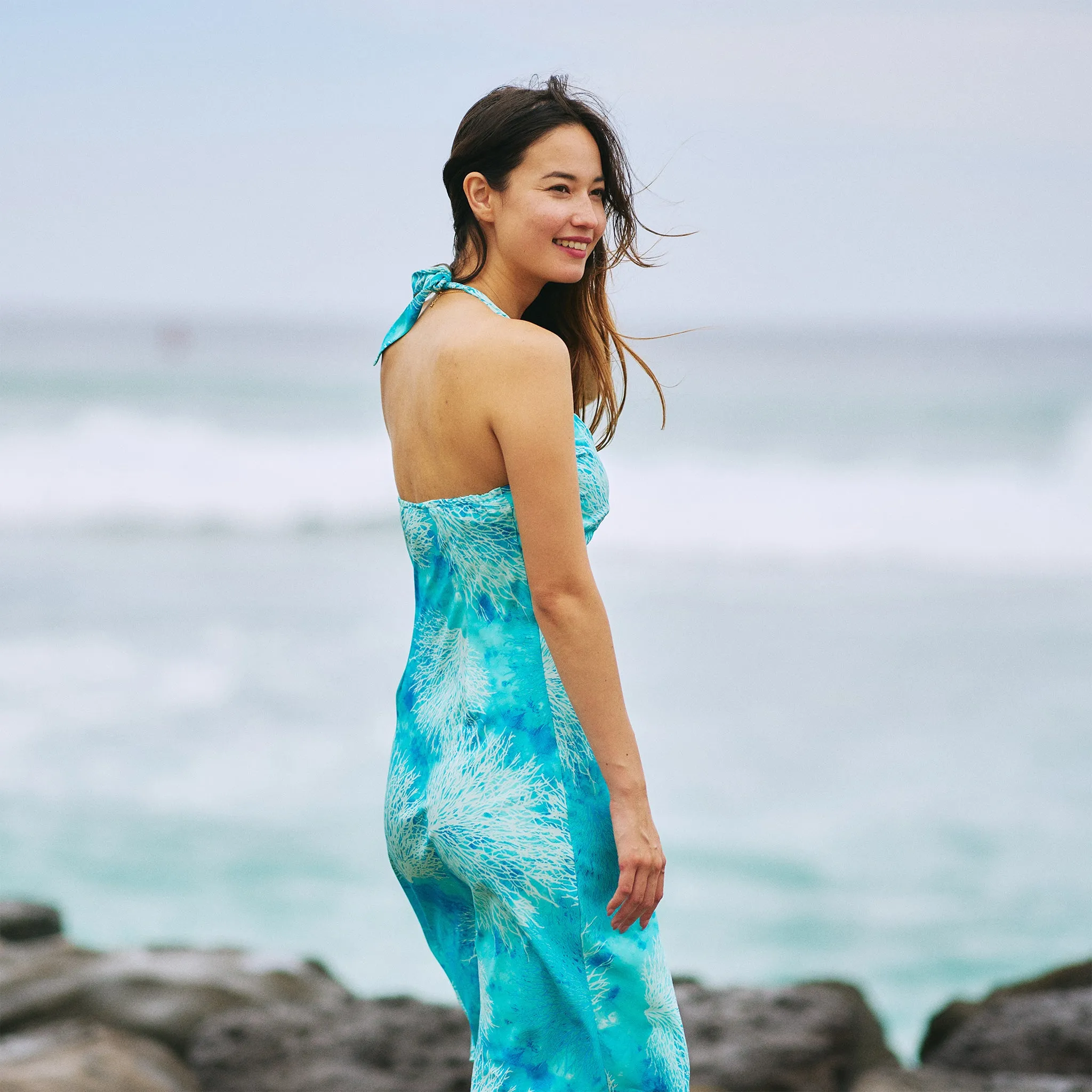 Coral Dress with Tie Back