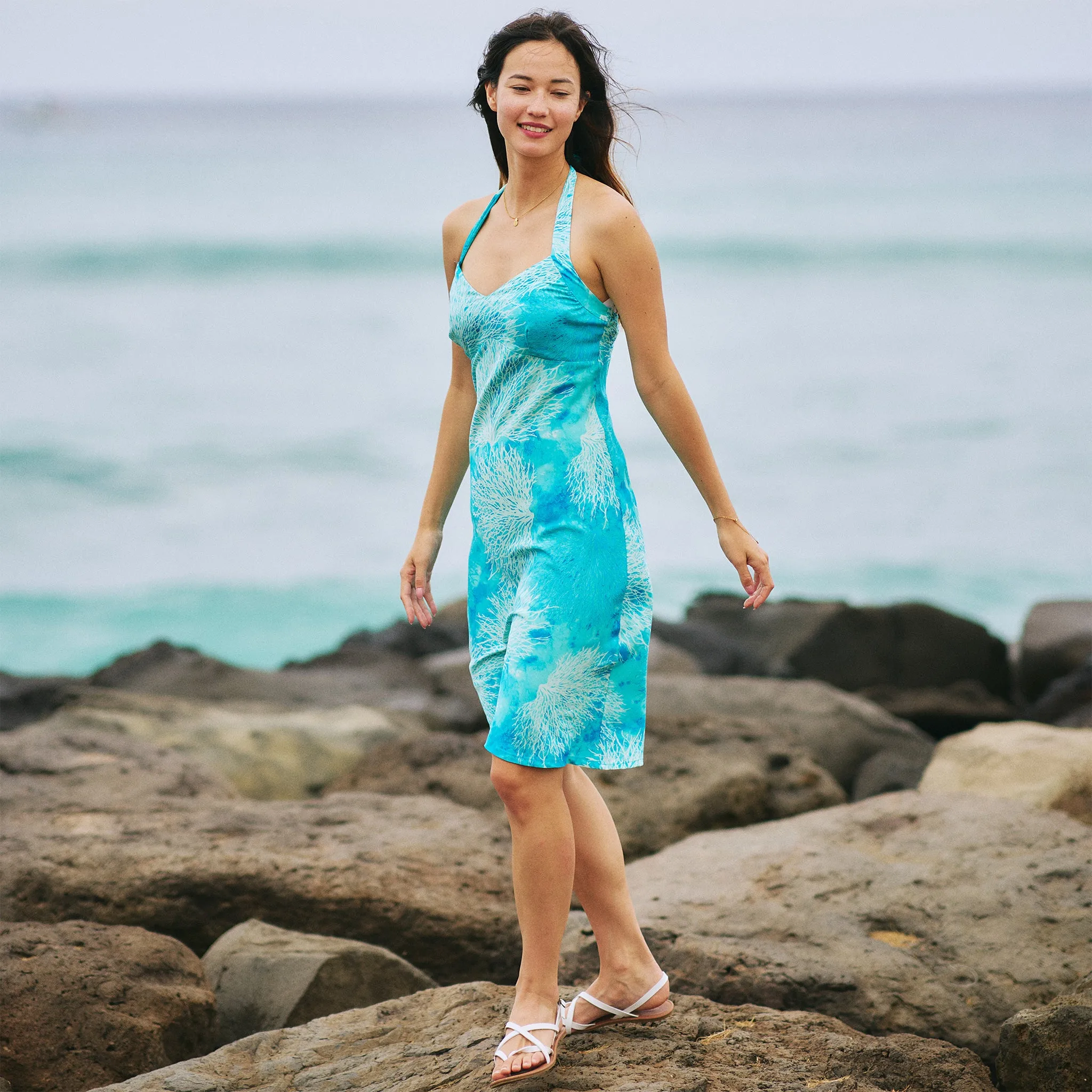 Coral Dress with Tie Back