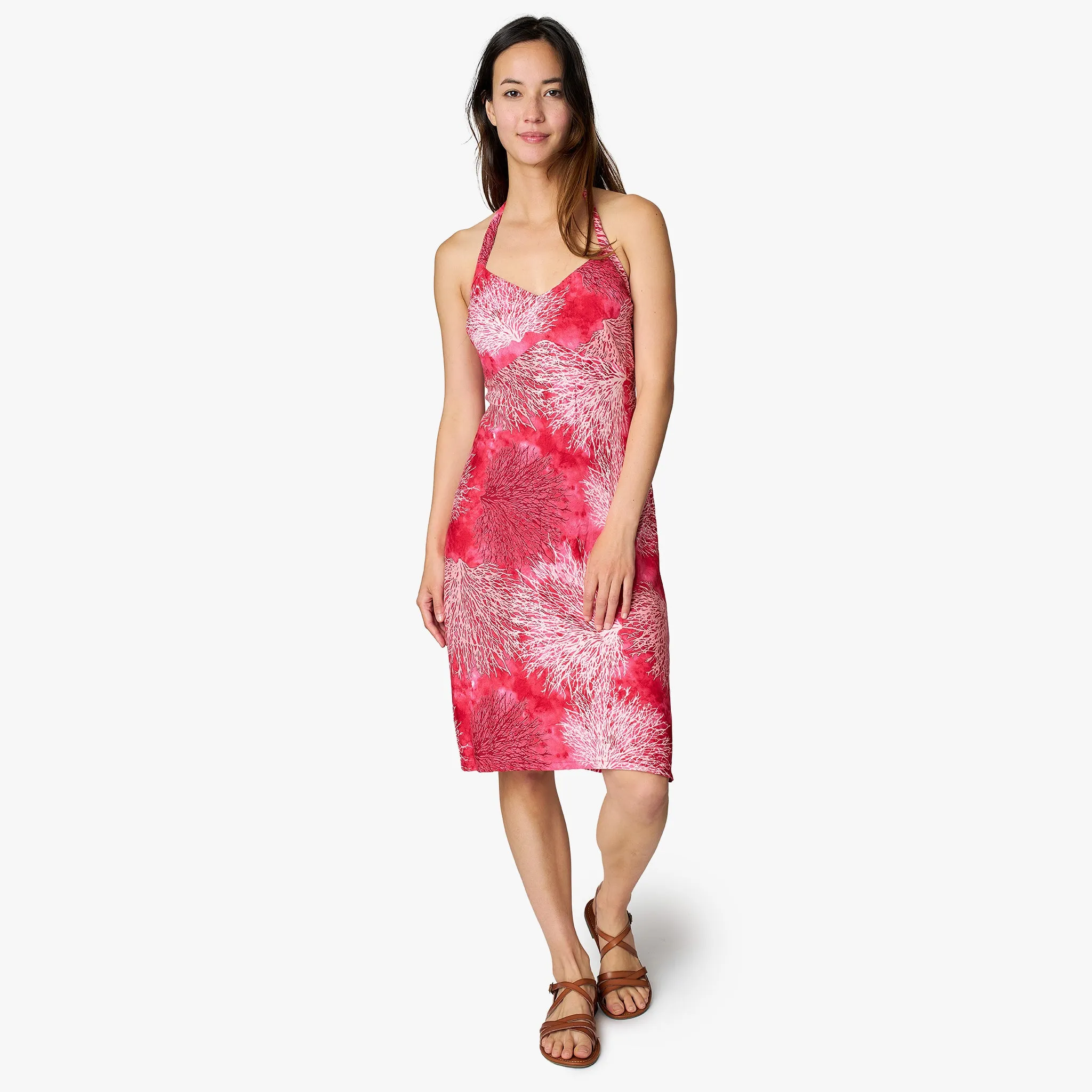 Coral Dress with Tie Back