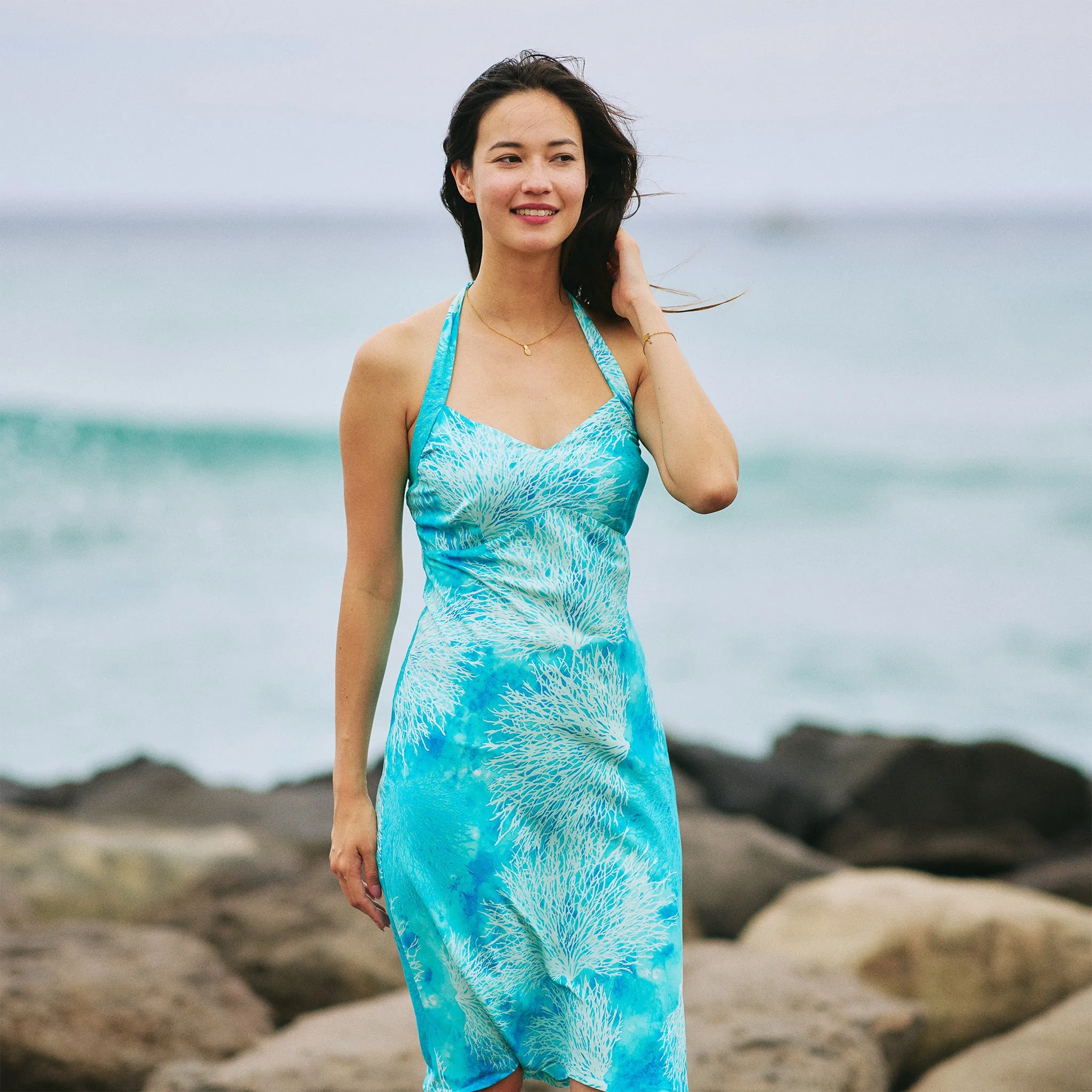 Coral Dress with Tie Back