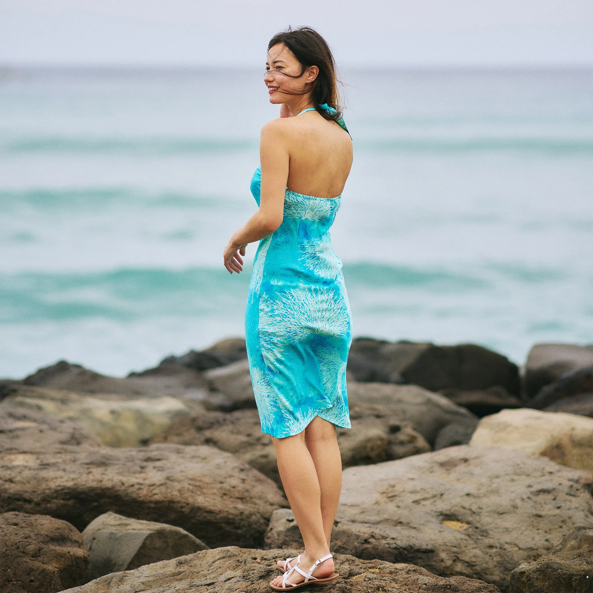 Coral Dress with Tie Back