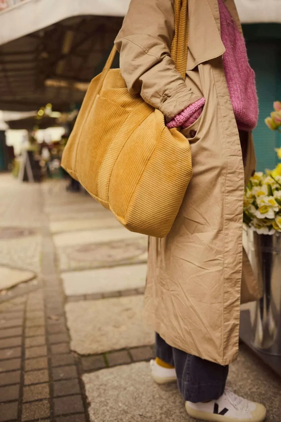 Corduroy Mom Bag Deep Yellow | Tote Bag