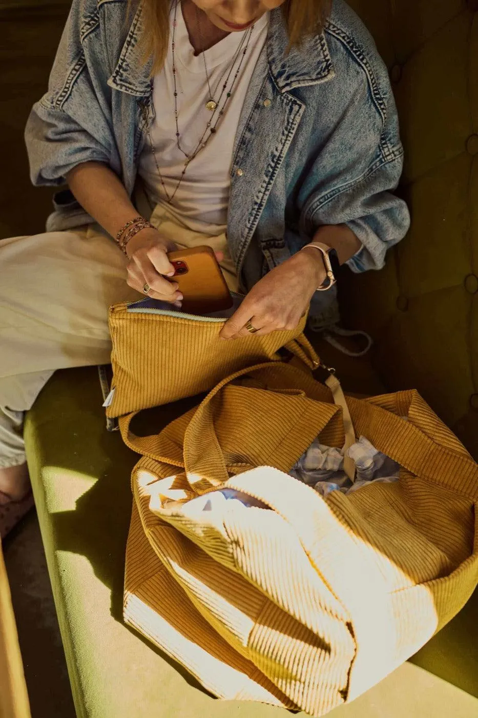 Corduroy Mom Bag Deep Yellow | Tote Bag