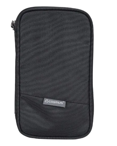 Cosmus Black Polyester Unisex Passport Holder