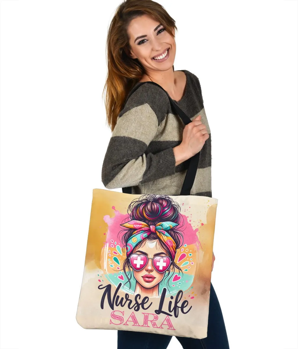 Custom Name Nurse life Totebag
